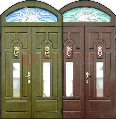 Стальная арочная дверь со стеклом ДА-17 для монолитного дома во Владимире