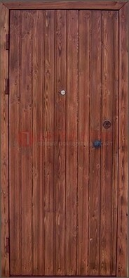Коричневая железная дверь с евровагонкой ДЕ-18 во Владимире