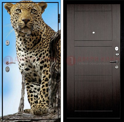 Железная дверь с рисунком гепарда снаружи ДФ-27 во Владимире