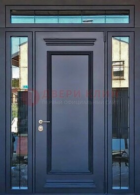 Черная металлическая дверь с фрамугой и филенкой ДФГ-19 во Владимире