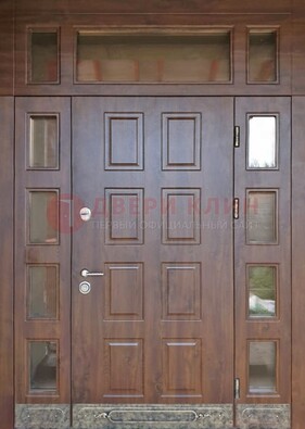 Стальная дверь МДФ со стеклом и фрамугами для дома ДФГ-29 во Владимире