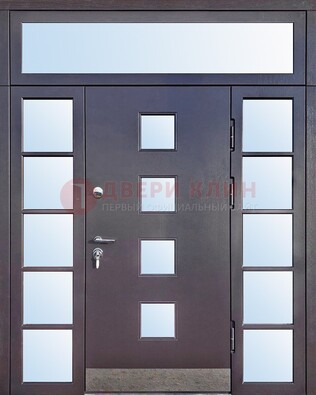 Современная железная дверь со стеклом и фрамугами ДФГ-4 во Владимире