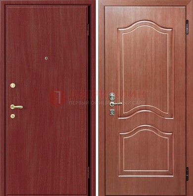 Красная металлическая дверь с ламинатом МДФ внутри ДЛ-8 во Владимире