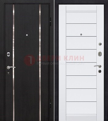 Черная входная дверь с МДФ и декоративными вставками ДМ-143 во Владимире