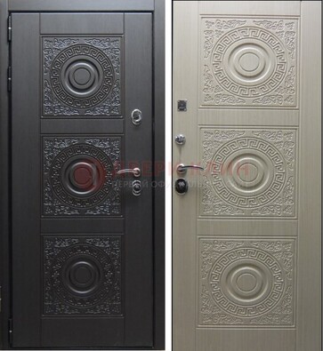 Темная стальная дверь с МДФ ДМ-161 для коттеджа во Владимире