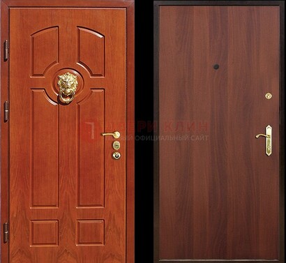 Оранжевая стальная дверь с МДФ ламинат внутри ДМ-18 в квартиру во Владимире