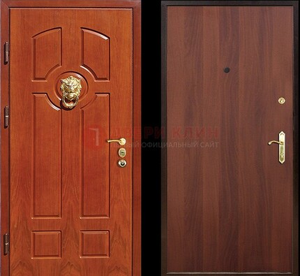 Оранжевая стальная дверь с МДФ ламинат внутри ДМ-18 в квартиру во Владимире