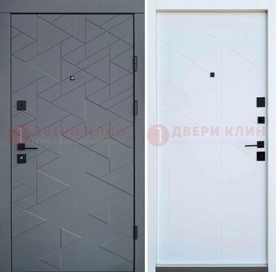 Серая металлическая дверь МДФ с узором  ДМ-224 во Владимире