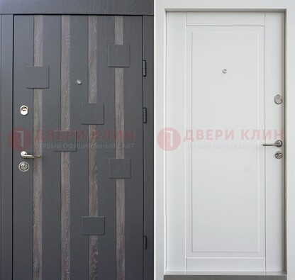 Темная металлическая дверь c белом МДФ внутри ДМ-231 во Владимире