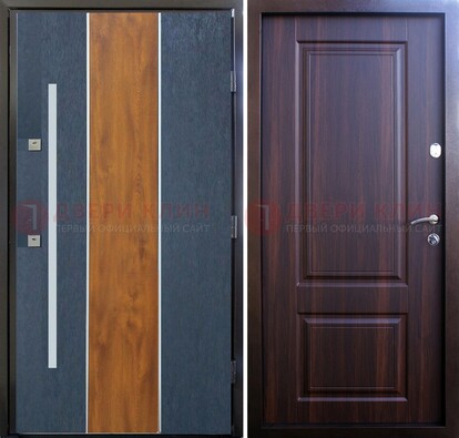 Современная входная дверь и с коричневой МДФ внутри ДМ-236 во Владимире