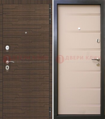Коричневая  железная дверь c фрезерованной МДФ ДМ-248 во Владимире