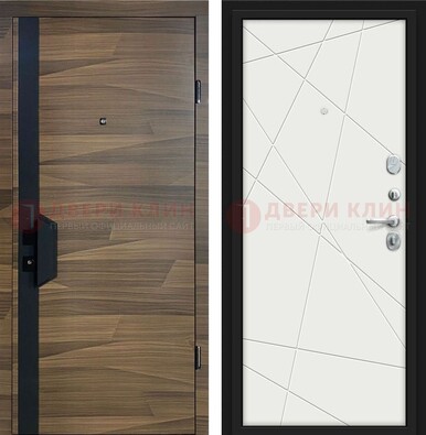 Стальная коричневая дверь МДФ c черной вставкой ДМ-267 во Владимире
