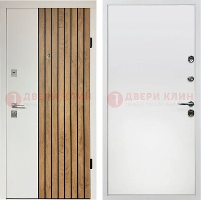 Белая с коричневой вставкой филенчатая дверь МДФ ДМ-278 во Владимире