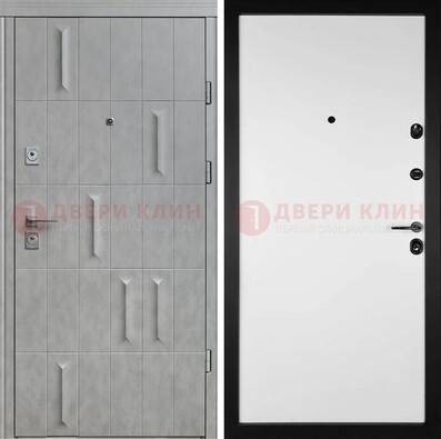 Серая стальная дверь с рисунком МДФ и внутри Белый ясень ДМ-280 во Владимире