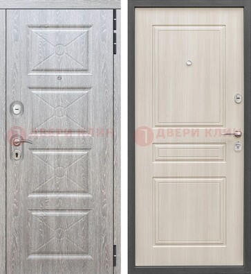 Железная серая дверь со светлой МДФ ДМ-302 во Владимире