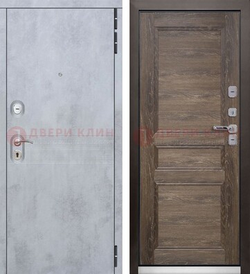Серая металлическая дверь с МДФ коричневого цвета ДМ-304 во Владимире