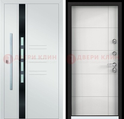 Металлическая дверь в белом цвете с МДФ ДМ-323 во Владимире