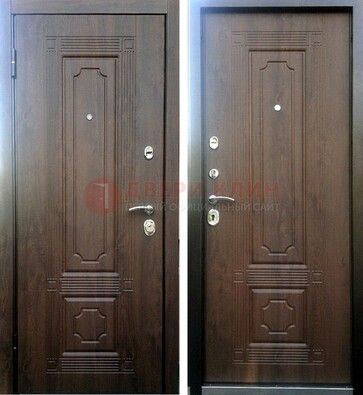 Коричневая металлическая дверь с МДФ ДМ-32 на дачу в Омске