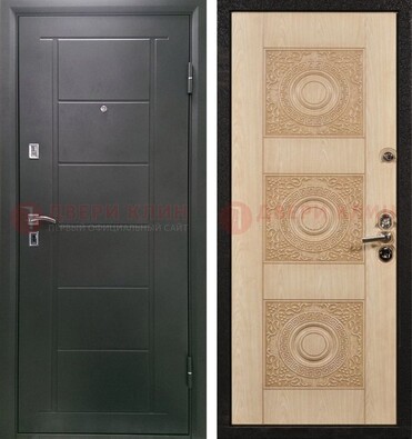 Темная железная дверь с МДФ в квартиру ДМ-344 во Владимире