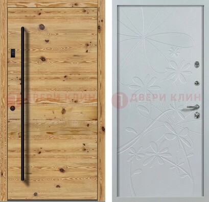 Металлическая дверь с МДФ в светлом цвете ДМ-412 во Владимире