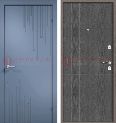 Синяя металлическая дверь МДФ в квартиру ДМ-434 во Владимире