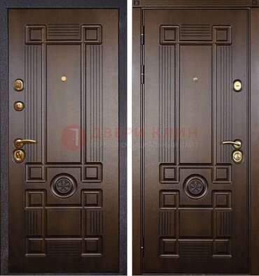 Квартирная коричневая железная дверь с МДФ ДМ-45 в Сочи