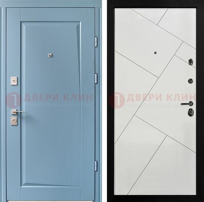 Синяя железная дверь с МДФ панелями ДМ-491 во Владимире