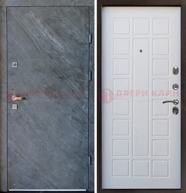 Железная дверь с МДФ серая и белая ДМ-505 во Владимире