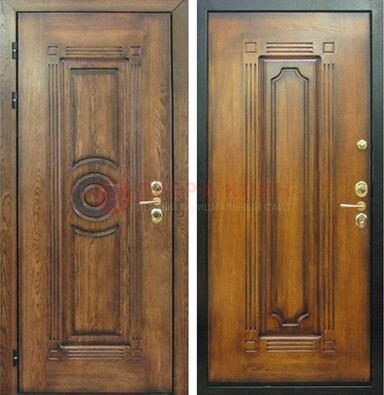 Коричневая металлическая дверь с массивом дуба с рисунком ДМД-10 во Владимире