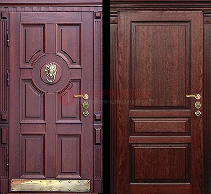 Темная входная дверь с массивом дуба с декоративной вставкой ДМД-6 во Владимире