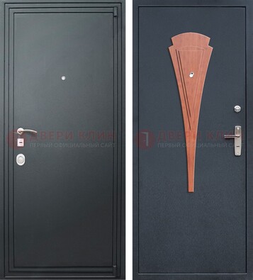 Черная железная дверь с порошковым покрытием и накладкой МДФ внутри ДП-245 во Владимире