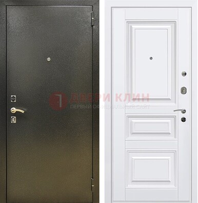 Железная темно-серая дверь с порошковым напылением и белой МДФ ДП-274 во Владимире