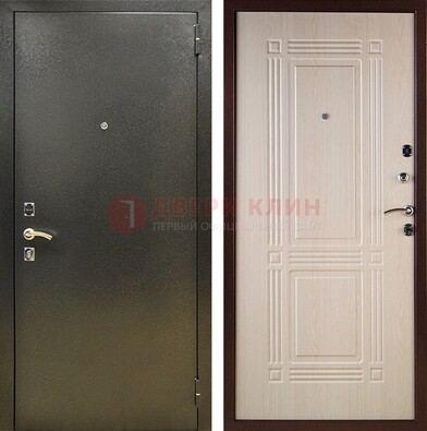 Стальная темно-серая дверь с порошковым напылением и МДФ Белый дуб ДП-277 во Владимире
