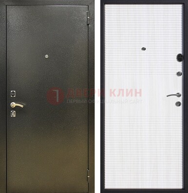 Стальная темно-серая дверь с порошковой отделкой и МДФ Белый ясень ДП-279 во Владимире