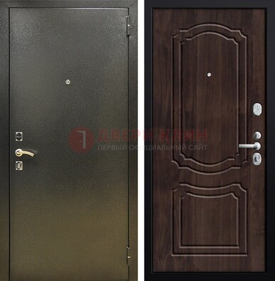 Темно-серая железная дверь с порошковым покрытием и коричневой МДФ ДП-288 во Владимире