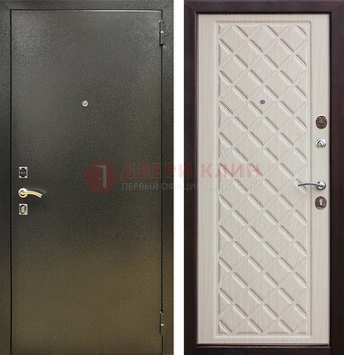 Темно-серая железная дверь с порошковым покрытием и филенчатой МДФ ДП-289 во Владимире