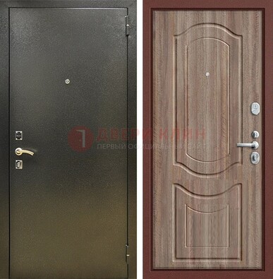 Темно-серая входная дверь с порошковым покрытием и коричневая МДФ ДП-290 во Владимире