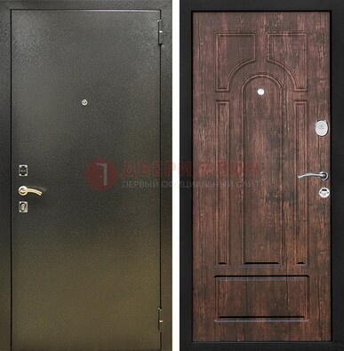 Темно-серая металлическая дверь с порошковым покрытием и МДФ коричневая ДП-292 во Владимире