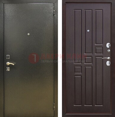 Входная темно-серая дверь с порошковым напылением и коричневой МДФ ДП-301 во Владимире