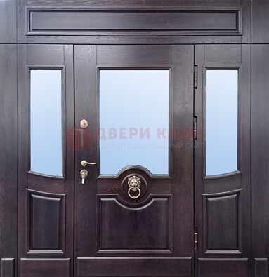 Филенчатая металлическая дверь с панелью МДФ и стеклом ДПР-102 во Владимире