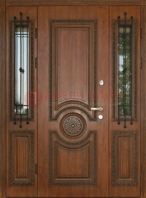 Парадная распашная стальная дверь Винорит со стеклом ДПР-106 во Владимире