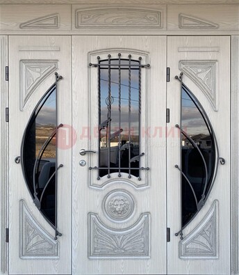 Большая парадная дверь Винорит со стеклом и ковкой ДПР-108 во Владимире