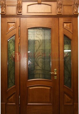 Парадная дверь со стеклянными вставками и ковкой ДПР-36 для дома во Владимире