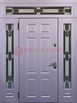 Филенчатая железная парадная дверь с фрамугами ДПР-82 во Владимире