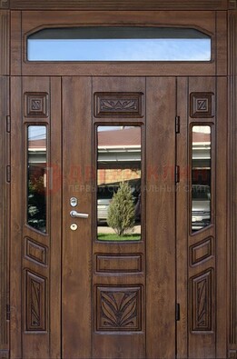 Парадная стальная дверь Винорит со стеклом и резьбой ДПР-97 во Владимире