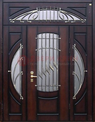 Парадная дверь со стеклянными вставками и ковкой ДПР-9 для улицы во Владимире