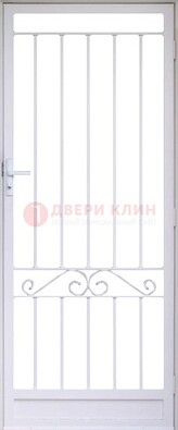 Белая стальная решетчатая дверь с волютами ДР-30 во Владимире