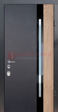 Черная металлическая дверь МДФ со стеклом ДС-14 во Владимире
