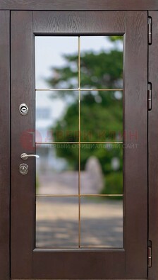 Коричневая стальная дверь со стеклом ДС-19 во Владимире