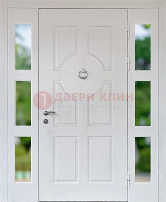 Белая стальная дверь со стеклом и фрамугами ДС-20 во Владимире